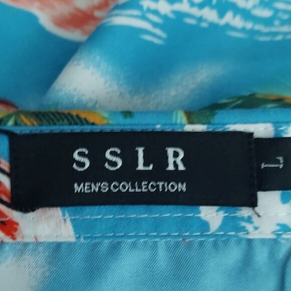 NWT SSLR Mens Hawaiian Tropical Button Down Shirt  Flamingo Palm Size L - Picture 10 of 10